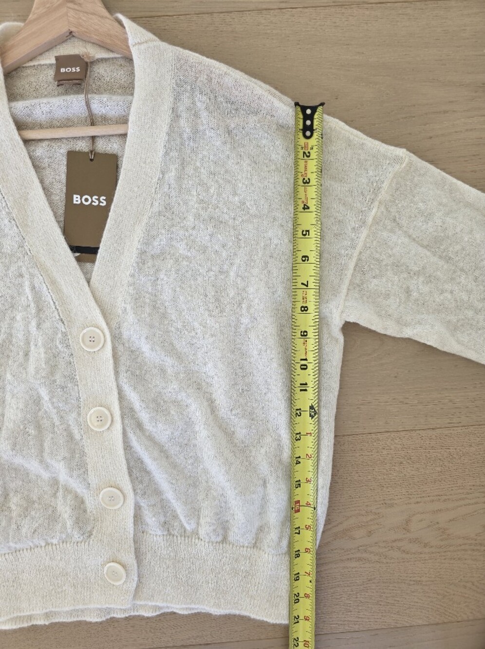 HUGO BOSS Foleda Mohair Cardigan Cream Small NWT - Picture 11 of 14